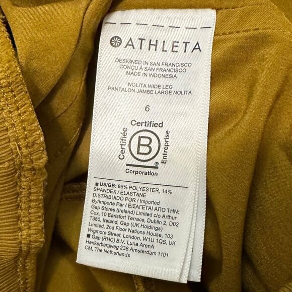 ATHLETA Nolita Wide Leg Pant Size 6 Brass Gold High Waist Pull On Lightweight - Picture 7 of 9